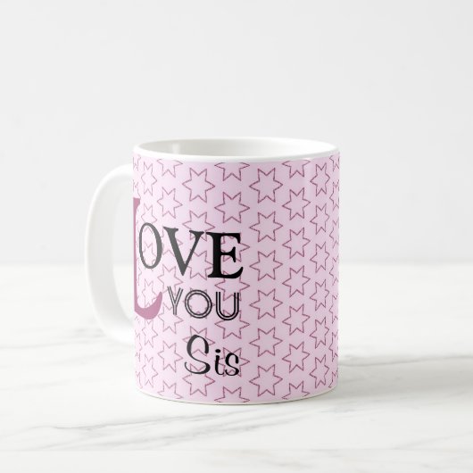 Liebe Sie SIS-Name-Rosa-Sterne Kaffeetasse (Vorderseite Links)