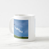 Liebe Sie Skywriting Kaffeetasse (Vorderseite Links)