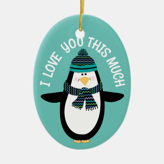 Liebe Sie Spaßpenguin-Weihnachtsgeschenk Keramikornament (Vorne)