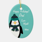 Liebe Sie Spaßpenguin-Weihnachtsgeschenk Keramikornament (Hinten)