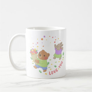 Liebe Sie: Teddy Bear & Bunny mit Blume Kaffeetasse