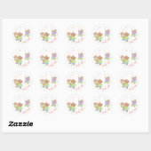 Liebe Sie: Teddy Bear & Bunny mit Blume Runder Aufkleber (Blatt)