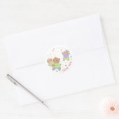 Liebe Sie: Teddy Bear & Bunny mit Blume Runder Aufkleber (Umschlag)