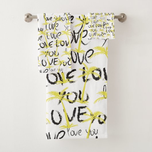 Liebe Sie Text Art Palms Sommer Badhandtuch Set (Insitu)