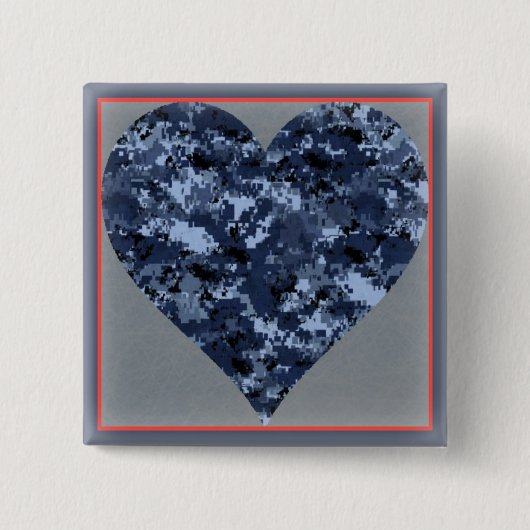 Liebe Sie U.S. Blue Camouflage Herz Valentine Butt Button (Vorderseite)