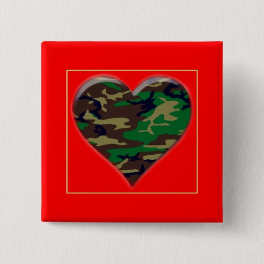 Liebe Sie U.S. Woodland Camouflage Herzstück Valen Button (Vorderseite)