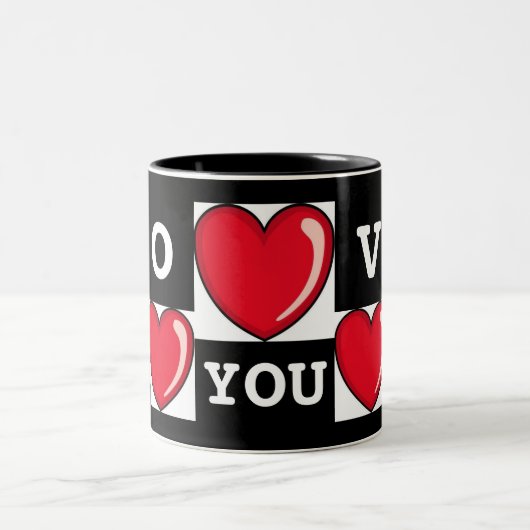 Liebe Sie und Herzen Zweifarbige Tasse (Mittel)