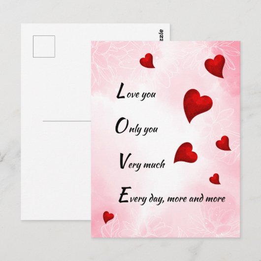 Liebe Sie, Valentine Postkarte (Vorne/Hinten)