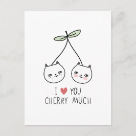Liebe Sie Valentinstag Cherry Cat Lover Postkarte