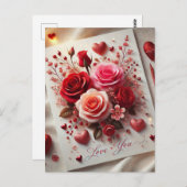 Liebe Sie Valentinstag Rose Postkarte (Vorne/Hinten)