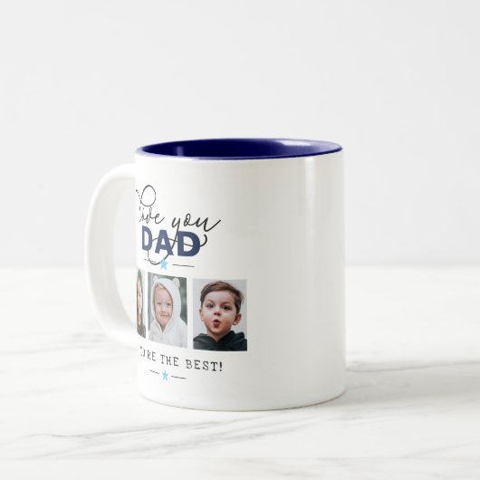 Liebe Sie Vater/Papa/anderer 6-Foto-Text Zweifarbige Tasse (Vorderseite Links)