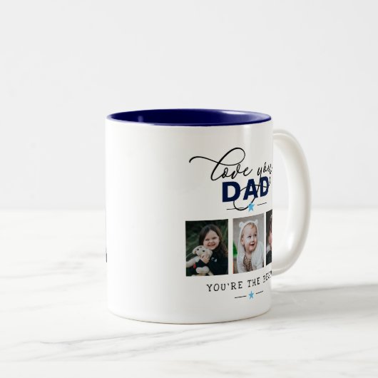 Liebe Sie Vater/Papa/anderer 6-Foto-Text Zweifarbige Tasse (VorderseiteRechts)