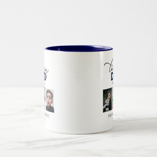 Liebe Sie Vater/Papa/anderer 6-Foto-Text Zweifarbige Tasse (Mittel)