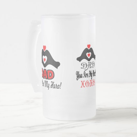 🍺 Liebe Sie Vater, Sie sind mein Held Mattglas Bierglas (Vorderseite Links)