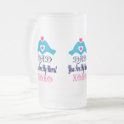 🍺 Liebe Sie Vater, Sie sind mein Held Mattiert Mattglas Bierglas (Vorderseite Links)