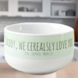 Liebe Sie Vater Valentine Custom Cereal Bowl Große Suppentasse<br><div class="desc">Ideal für das Frühstück oder den Brunch liebenden Vater! Diese bezaubernde Müslischüssel macht einen großen Valentinstag oder Vatertag Geschenk. Fügen Sie die Namen der Kinder mit der Personalisierungsfunktion hinzu.</div>