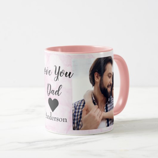 Liebe Sie Vater | Zwei Foto Script und Herz Tasse (VorderseiteRechts)