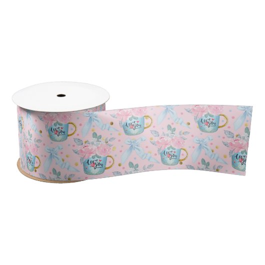 Liebe Sie viel Mummy baby pink & blue theme Satinband (Spule)