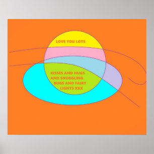 Liebe Sie viele Nachrichten über orange und blau D Poster