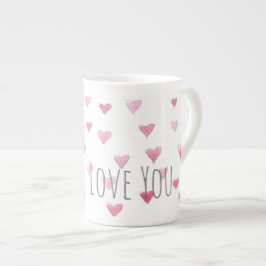 LIEBE SIE Wasserfarbe Süße Herzen Valentine Rosa Porzellantasse