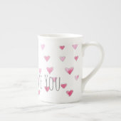 LIEBE SIE Wasserfarbe Süße Herzen Valentine Rosa Porzellantasse (Rechts)