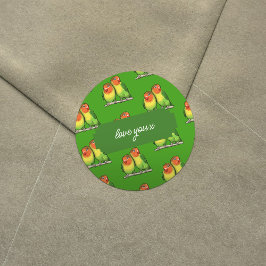 Liebe Sie x Hinzufügen Ihrer Text Lovebirds Valent Runder Aufkleber