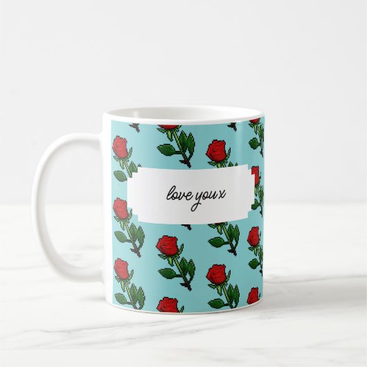 Liebe Sie x Hübsch Single Rote Rose Muster Kaffeetasse (Links)