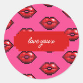 Liebe Sie x Ihren Text Red Lips Valentine Kisses Runder Aufkleber (Vorderseite)