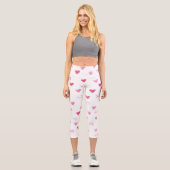 Liebe Sie XO Sweet Hearts rosa weißen Valentingenu Capri Leggings (Vorderseite)