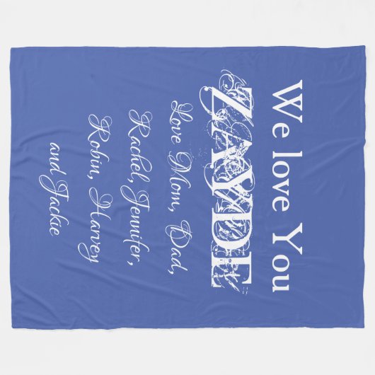 Liebe Sie Zayde Grandpa-Skriptnamen Classic Blue Fleecedecke (Vorderseite (Horizontal))