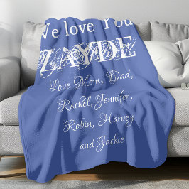 Liebe Sie Zayde Grandpa-Skriptnamen Classic Blue Fleecedecke