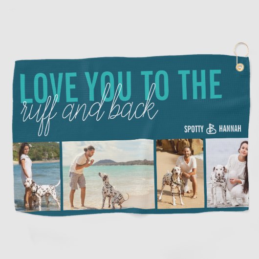 Liebe Sie zu Ruff und Back 4 Foto Aquamarin Blue Golfhandtuch (Horizontal)