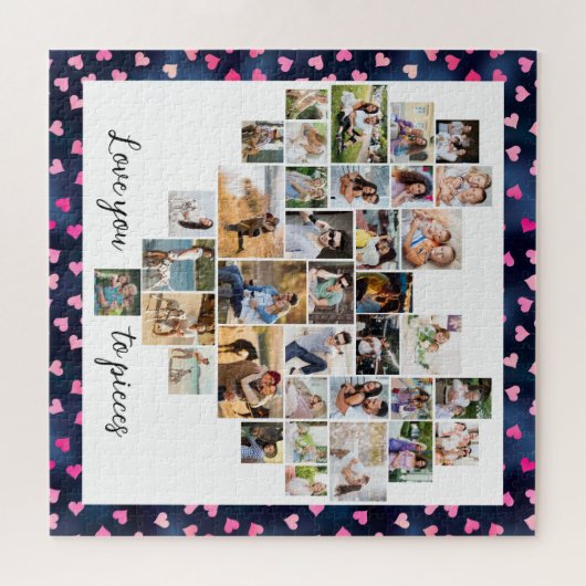 Liebe Sie zu Stücken Herz gestapelt 36 Foto Herzen Puzzle (Horizontal)