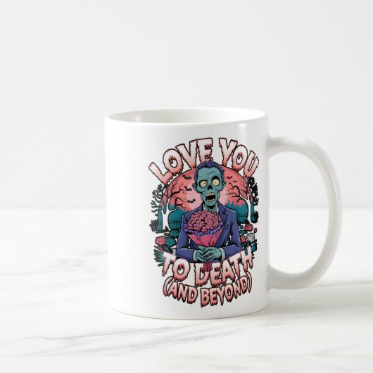 Liebe Sie zu Tode Zombie Horror Romantisches Valen Kaffeetasse (Rechts)
