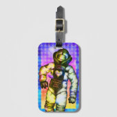 Liebe Sie zum Mond Niedliche Lila Alien Astronaut Gepäckanhänger (Vorderseite Vertikal)