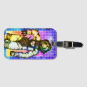 Liebe Sie zum Mond Niedliche Lila Alien Astronaut Gepäckanhänger (Vorderseite (Horizontal))