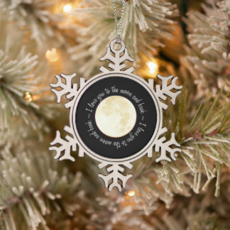 Liebe Sie zum Mond Schneeflocken Zinn-Ornament