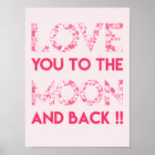 Liebe Sie zum Mond - Typografie der rosa Herzen Poster (Vorne)