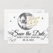 Liebe Sie zum Mond u. hinteren zu Wedding Save the Ankündigungspostkarte (Vorne/Hinten)