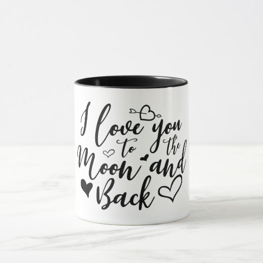 Liebe Sie zum Mond u. zur hinteren Tasse (Zentrum)