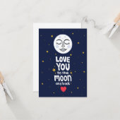 Liebe Sie zum Mond und zur Hand gezogenen Artwork Karte (Vorderseite/Rückseite Beispiel)