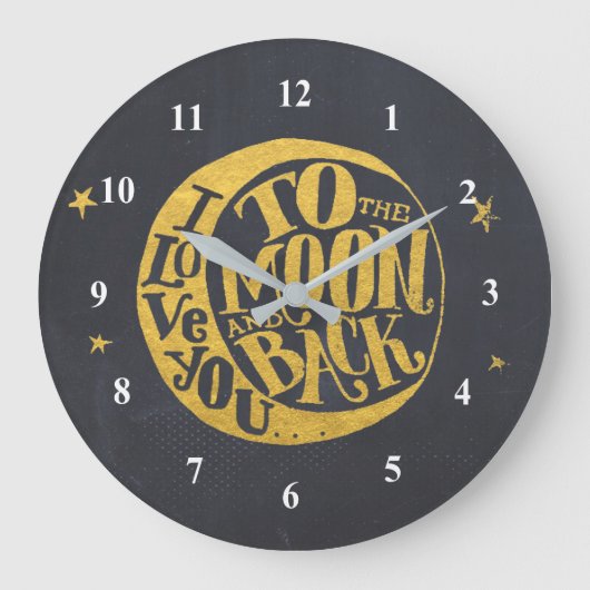Liebe Sie zum Mond und zurück Niedliche Romantik Große Wanduhr (Vorderseite)