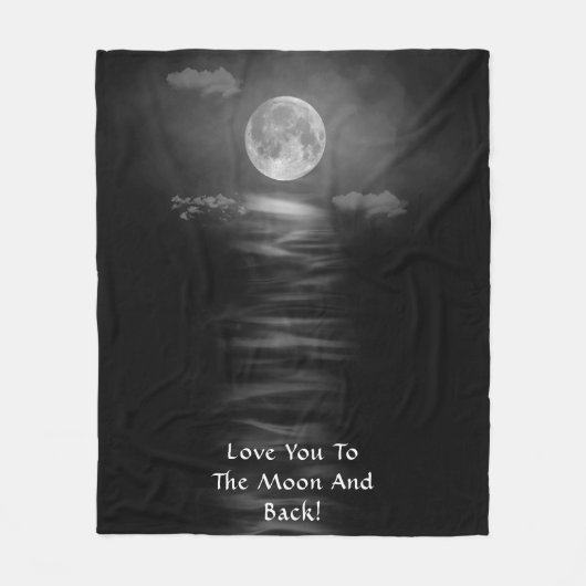 Liebe Sie zum Mond und zurück Schwarz-weiß Fleecedecke (Vorderseite)
