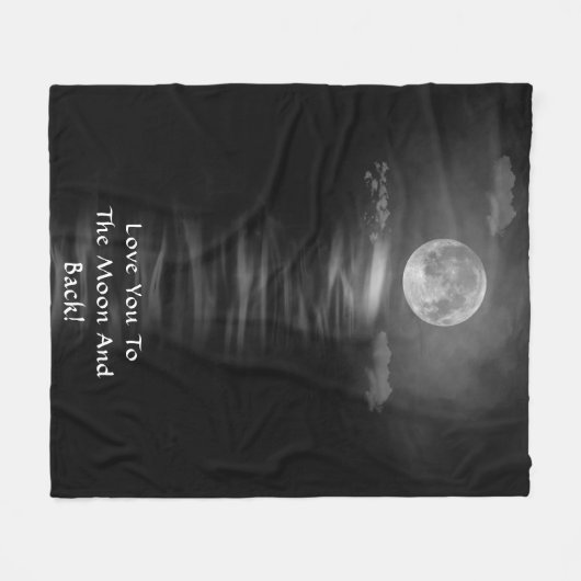 Liebe Sie zum Mond und zurück Schwarz-weiß Fleecedecke (Vorderseite (Horizontal))