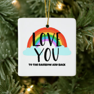 Liebe Sie zum Regenbogen und zurück Keramikornament
