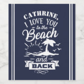 Liebe Sie zum Strand und zurück Marinebahn Weißer  Weinetikett (Einzelnes Label)