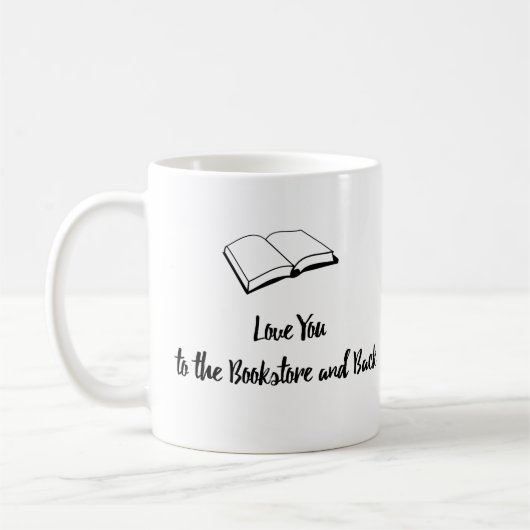 Liebe Sie zur Buchhandlung und zur Rückseite Kaffeetasse (Links)