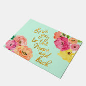 Liebe Sie zur Mond-und Rückseiten-Blumenfußmatte Fußmatte (Schrägansicht)