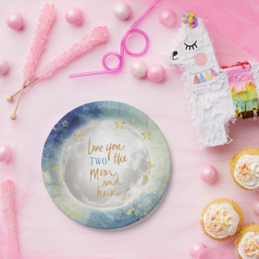 Liebe Sie ZWEI Mond und zurück Pappteller (Party)