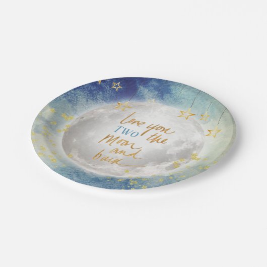 Liebe Sie ZWEI Mond und zurück Pappteller (Schrägansicht)